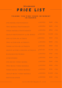 a price list with the words thank you and directory on an orange background