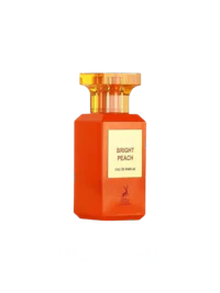 a bottle of bitter peach perfume on a black background