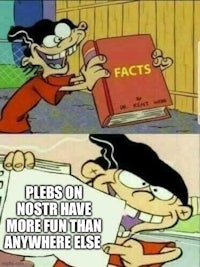 a picture of a cartoon character with a book that says, plies on noses have more fun than anywhere else