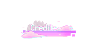a pixelated image of the word credit on a black background