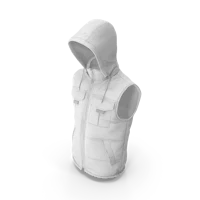 a white vest with a hood on a black background