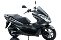 the honda pcx is shown against a black background