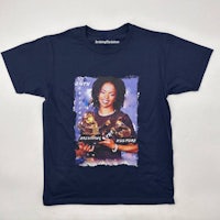 a t - shirt with an image of a woman holding a trophy