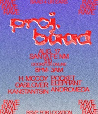 a poster for a rave with a red and blue background