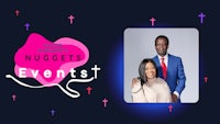 a man and woman with the words nuggets events