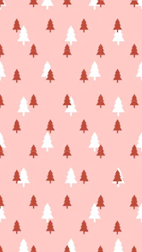 christmas trees on a pink background