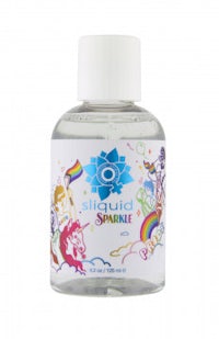 a bottle of liquid sparkle on a white background