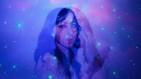 an image of a woman with a starry background