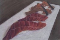 a drawing of a piece of sushi on a plate