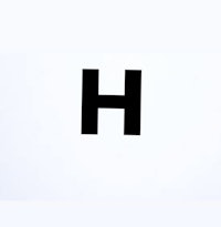 a black letter h on a white background