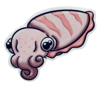 an octopus sticker on a black background