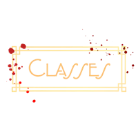 the logo for classes on a black background