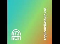 a colorful background with a logo on it