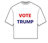 a white t - shirt that says vote trump