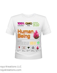a white t - shirt with the words human being on it.