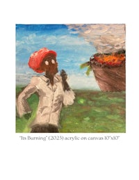 a painting of a man in a red hat