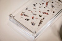 a display of small pieces of paper on a table