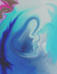 a painting of a blue and pink swirl