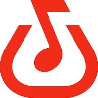 a red music note on a white background