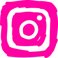 a pink instagram icon on a black background