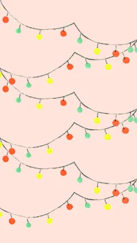 christmas lights on a pink background