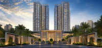 a rendering of the entrance to a luxury apartment complex