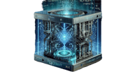 a futuristic box with a blue light shining through it