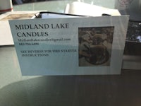 midland lake candles business card