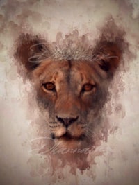 a watercolor painting of a lion's face