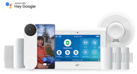 a google home security system with a phone and other devices