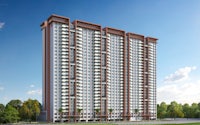 a rendering of a tall apartment building