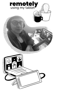 a black and white photo of a woman sitting in front of a laptop