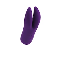 a purple rabbit shaped vibrator on a white background