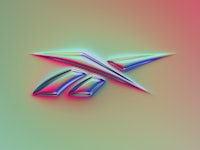 reebok logo in 3d on a colorful background