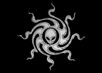 an alien octopus with tentacles on a black background