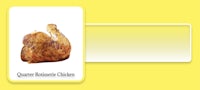 a picture of a roasted chicken on a yellow background