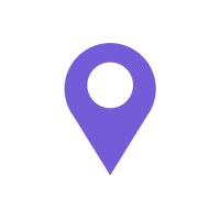 a purple location marker icon on a black background