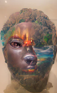 a sculpture of a man's head