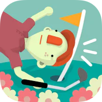 a cartoon man laying on the ground with a golf ball