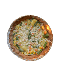 a pie with vegetables and cheese in it