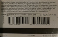 the back of a card with a barcode on it