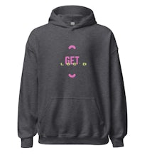 a gray hoodie with the word get lead on it
