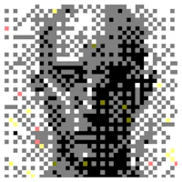 a pixelated image of a man's face