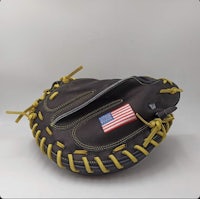 a baseball glove with an american flag on it