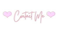 contact me on a black background with pink hearts