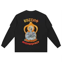 a black long sleeve t - shirt with an image of a dragon