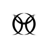 a black and white logo with an o in the middle