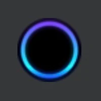 a blue and purple circle on a dark background