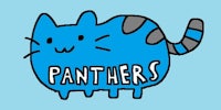 a blue cat with the word panthers on it