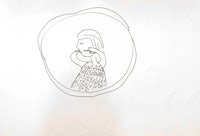 a drawing of a woman in a circle